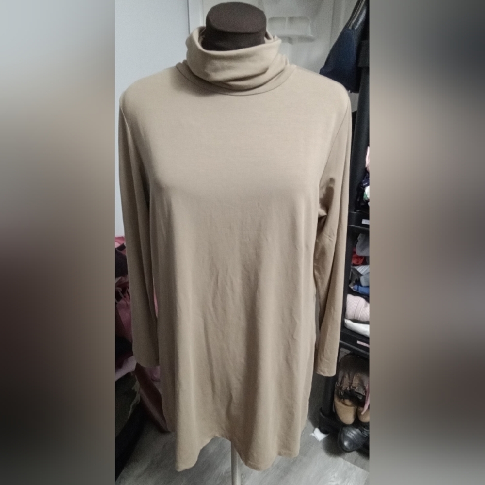Ayrtight Large Roll Down Turtleneck Light Brown Tunic